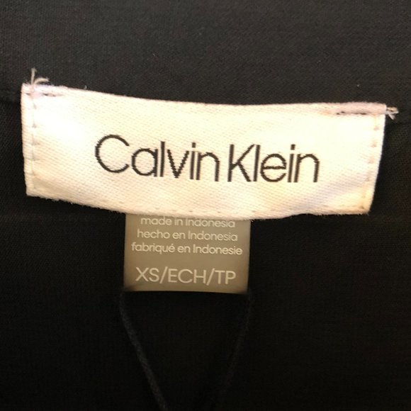 NWT Calvin Klein Black Split Neck Blouse XS - Picture 3 of 5